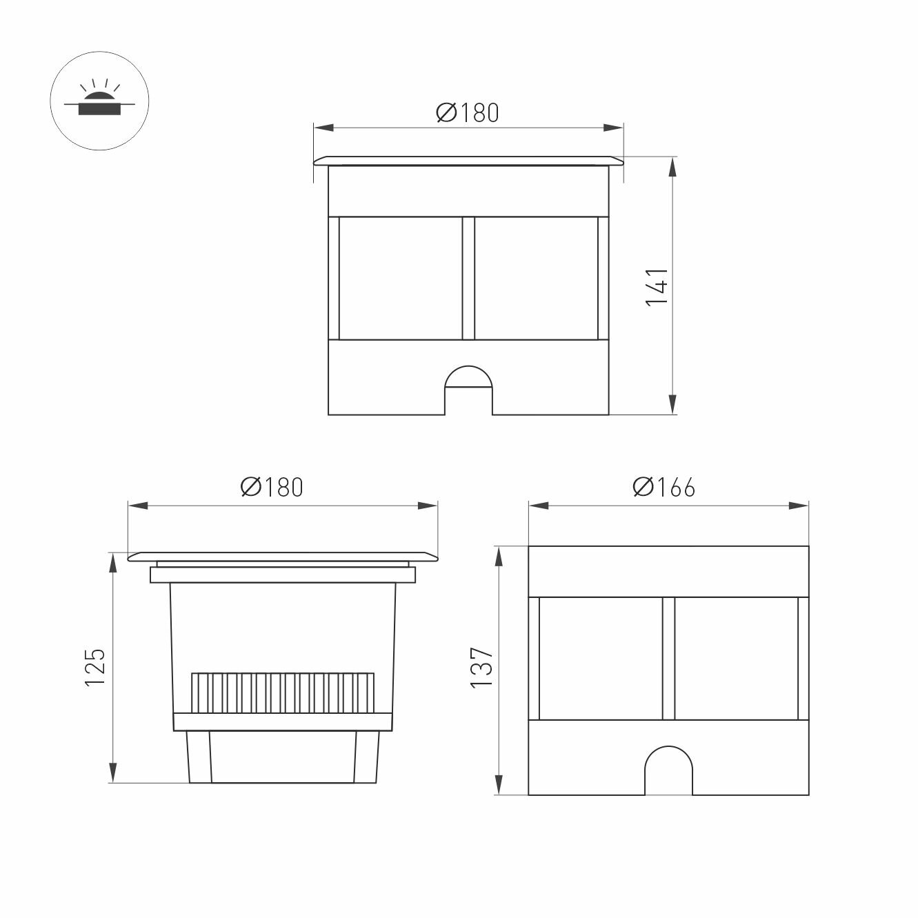 Светильник Arlight Светильник LTD-DAFNA-GROUND-R180-25W Warm3000 (SL, 10 deg, 230V) (Arlight, IP67 Металл, 5 лет)