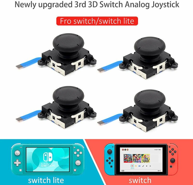 3d Analog белый Стик для Joy-Con Nintendo Switch / Nintendo Lite 3D аналоговый джойстик для замены джойстика Joy Con — фото 1