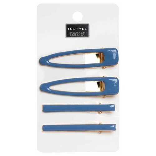 Набор заколок глянцевые 4 шт/ голубые