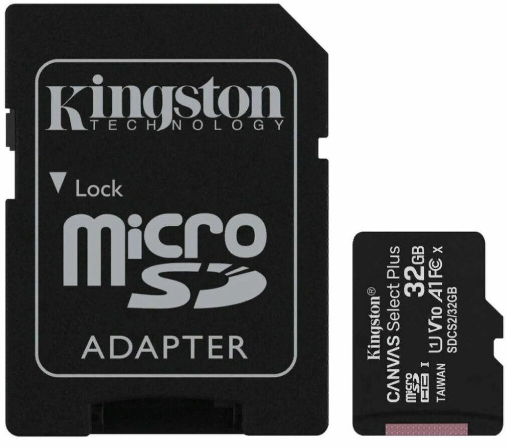 Карта памяти Kingston microSDHC Canvas Select Class 10 UHS-I U1 (100MB/s) 32GB + ADP