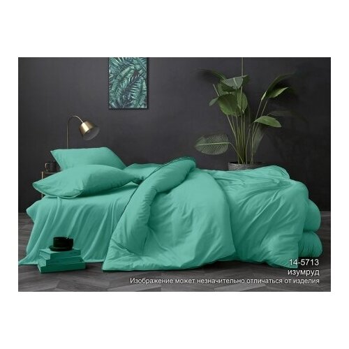 Постельное белье , Поплин однотонный ,100% хлопок, Евро , изумрудный