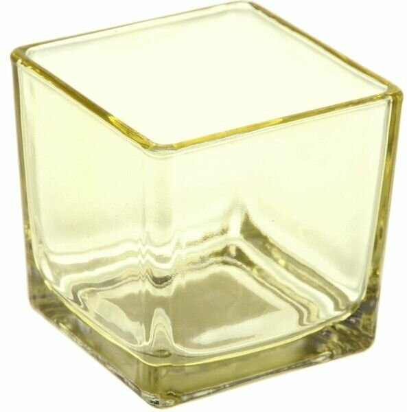 Подсвечник для свечей Oasis-Cube, 8х8 см, желтый - фотография № 1