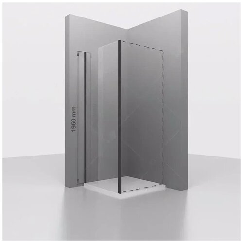 Боковая стенка RGW Z-050-2B 80х195 см для душевой двери, профиль черный, стекло прозрачное 6 мм