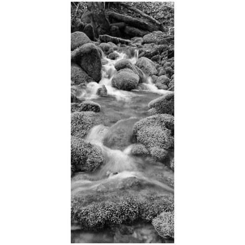 Самоклеящиеся фотообои Лесной ручей, размер: 90x210 см, эффект: черно-белый