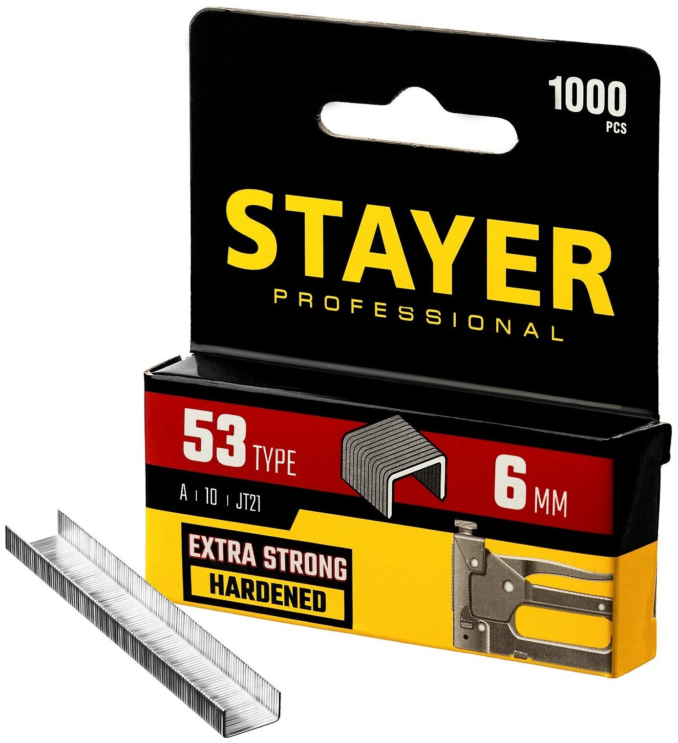 STAYER тип 53 (A/10/JT21) 6 мм 1000 шт калибр 23GA скобы для степлера (3159-06)