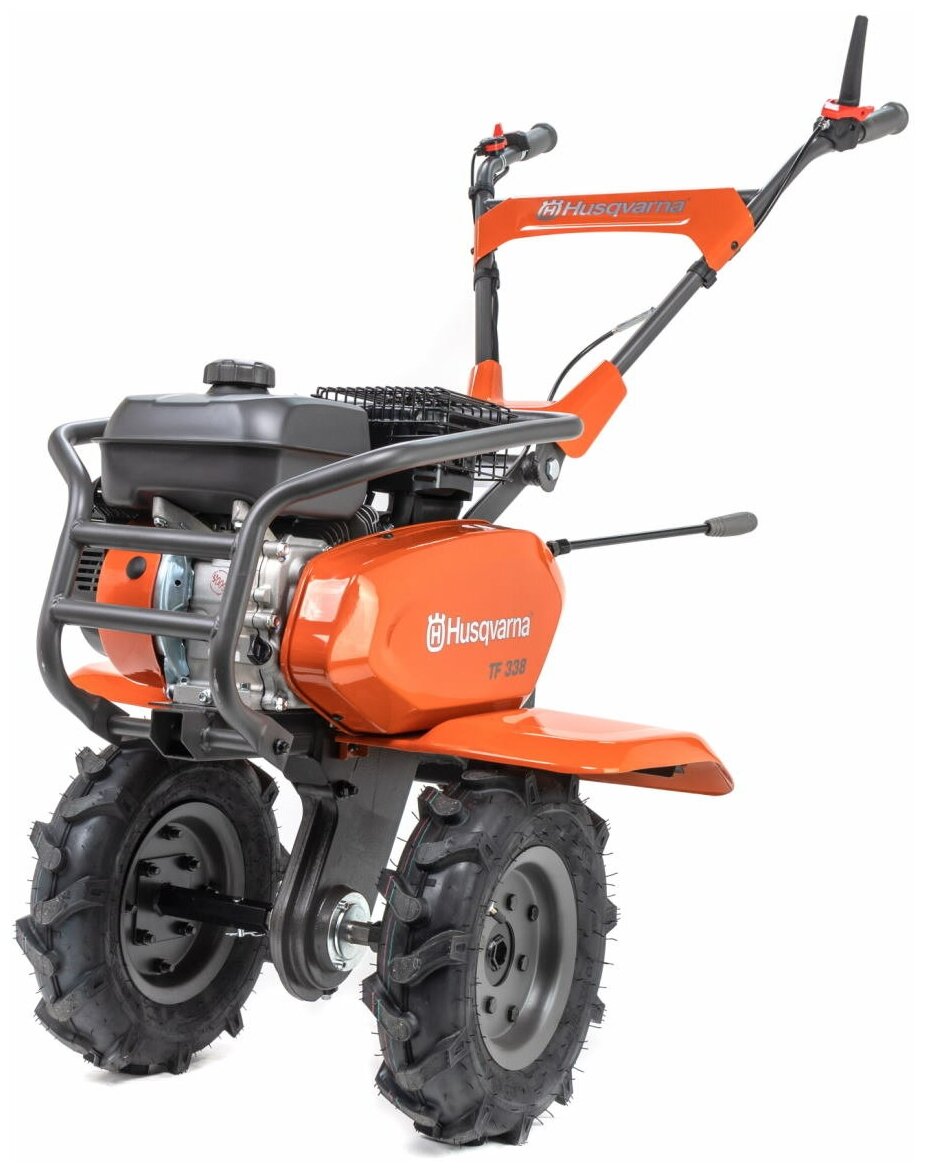 Культиватор Husqvarna TF 338 (212 см³, ном. 3.6 кВт, 2 вперед+реверс, 8 фрез, ширина обработки 95 см, пневмоколёса в комплекте) - фотография № 4