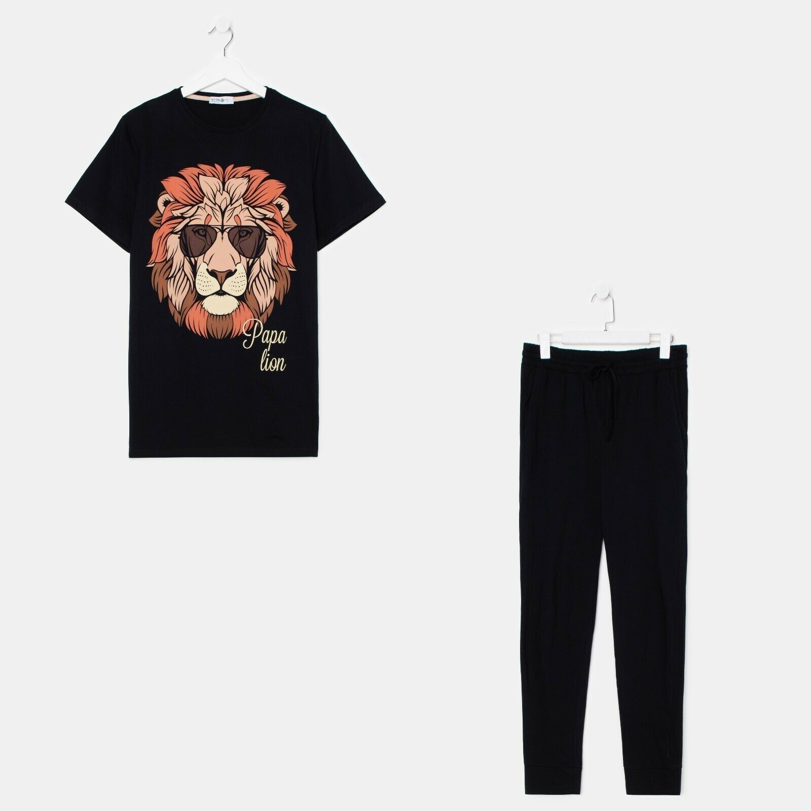 Пижама Kaftan, брюки, футболка, размер 52, черный - фотография № 3