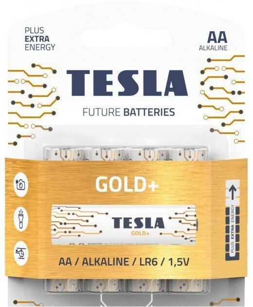 Батарейка TESLA Gold+ (AA, 4 шт) (8594183392257)