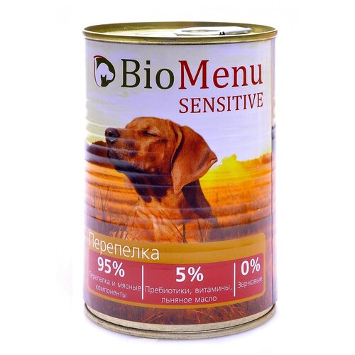 Влажный корм для собак BioMenu при чувствительном пищеварении, перепелка 1 уп. х 1 шт. х 410 г