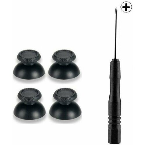 Аналоговые стики - грибки на геймпад джойстик 4 штуки отвертка для 3D стиков dualsense Sony Playstation 5 ps5 черные накладки 55000₽