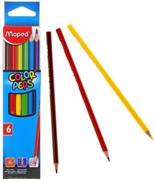 Maped Карандаши трёхгранные, 6 цветов, Maped Color Peps