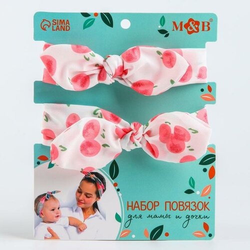MumBaby Набор повязок на голову для мамы и дочки Экзотические листья 2 шт микс 565₽