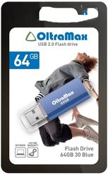 Флешка OltraMax 30 64 GB, 1 шт., синий