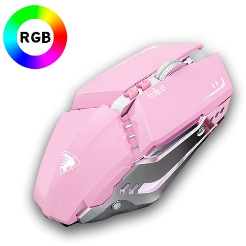 Механическая беспроводная мышь EWEADN бесшумная игровая Bluetooth 51 с подсветкой RGB Розовый-2 144900₽