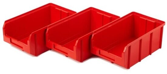 Пластиковый ящик Стелла-техник V-3-К3-красный, 342х207х143мм, комплект 3 штуки