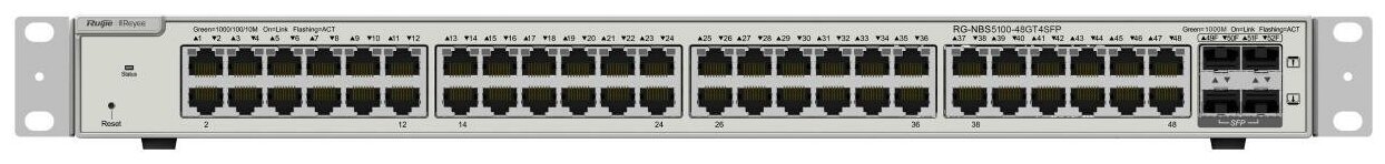 Reyee 48-Port 10G L2 Managed POE Switch, 48 Gigabit RJ45 POE/POE+ Ports,4 *10G SFP+ Slots, 370W PoE Power budget,19-inch Rack-mountable Steel Case