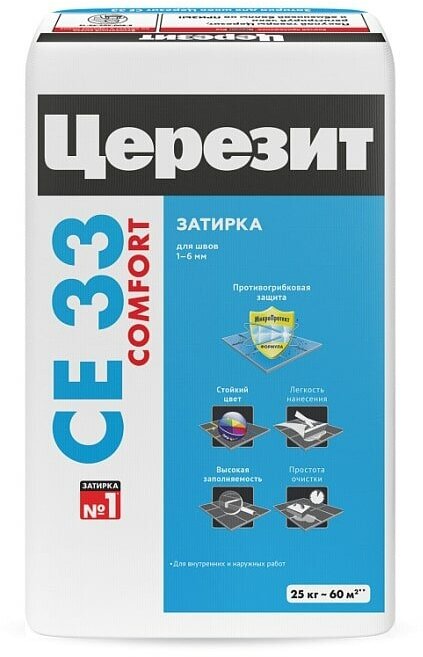 Затирка для швов 1-5 мм Ceresit СЕ 33 Comfort (цвет - белый) 2 кг