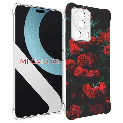 Чехол MyPads розы-в-листьях для Xiaomi Civi 2 задняя-панель-накладка-бампер