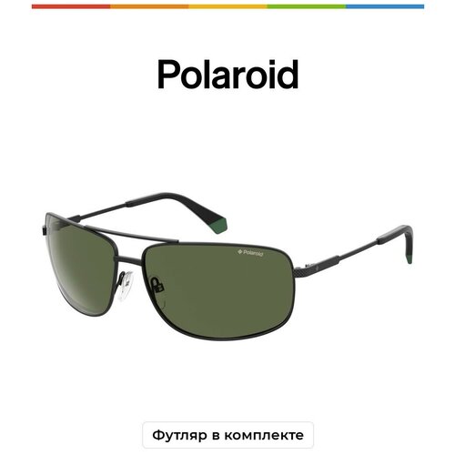 фото Солнцезащитные очки polaroid, прямоугольные, оправа: металл, поляризационные, для мужчин, черный