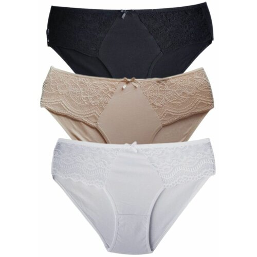 фото Трусы rimel life, 3 шт., размер 2xl, черный, белый, бежевый