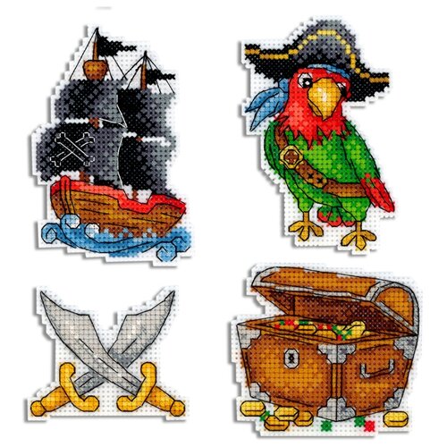 фото "м.п.студия" набор для вышивания р №14 №451 "под пиратскими парусами. магниты" 8 х 6 см жар-птица