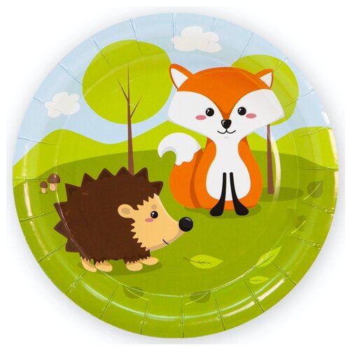 фото Ukid gift набор одноразовых тарелок "лесные зверята", 7''/18 см - 6 шт дон баллон