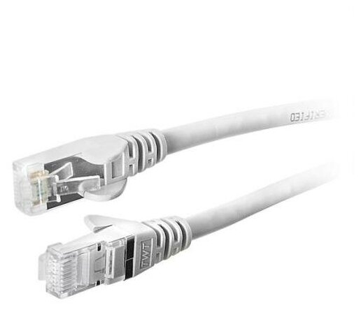 Патч-корд RJ45 - RJ45, 4 пары, FTP, категория 6, 2 м, серый, TWT