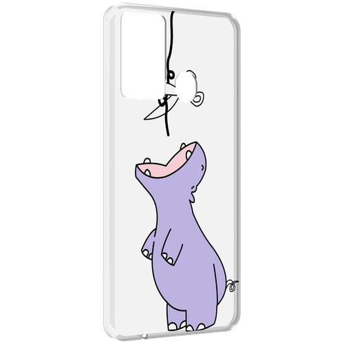 Чехол MyPads динозаврик-фиолетовый для ITEL P37 / ITEL Vision 2S задняя-панель-накладка-бампер