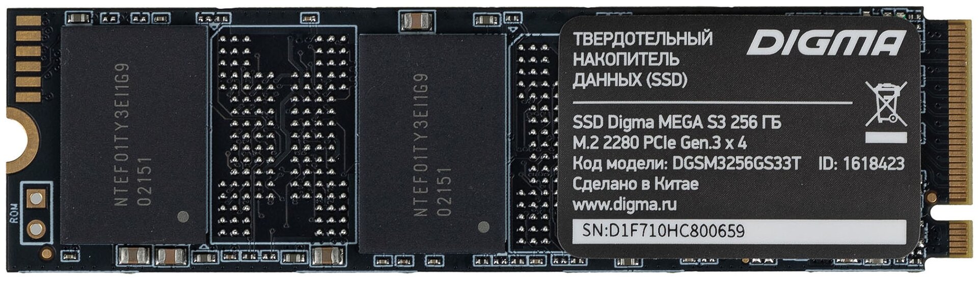 SSD накопитель Digma Mega S3 256ГБ, M.2 2280, PCI-E x4, NVMe, rtl - фото №2