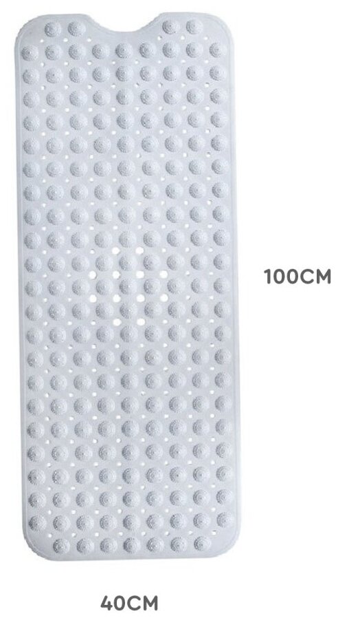 Коврик для ванной (40х100 см, белый) Hans&Helma с присосками резиновый массажный эффект противоскользящий для душа душевой кабины туалет