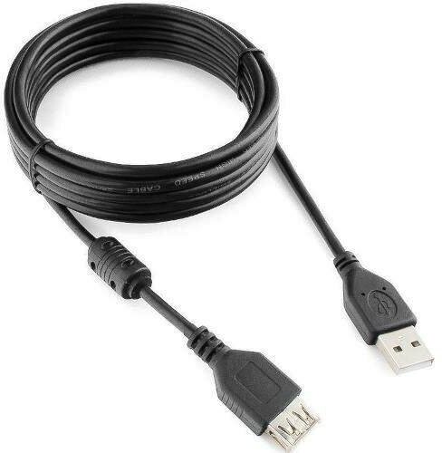 Удлинитель USB2.0 Am-Af Cablexpert CCF-USB2-AMAF-10 Pro, экран, феррит - кабель 3 метра, черный