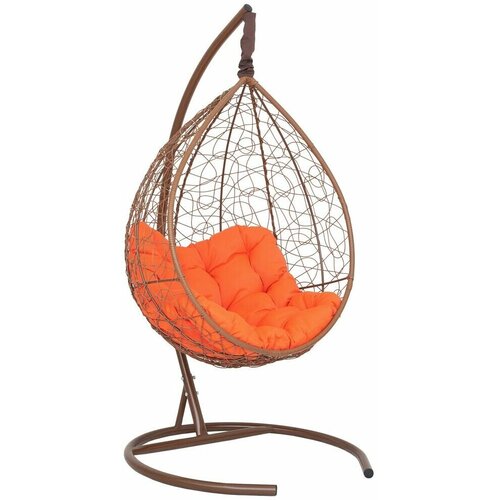 Подвесное кресло-кокон SEVILLA RELAX горячий шоколад + каркас (оранжевая подушка)