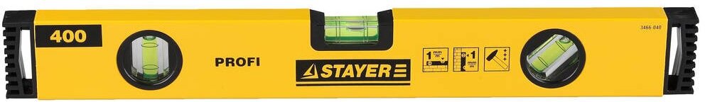 Строительный уровень STAYER ProfiLevel 400 мм коробчатый 3 ампулы точность 1 мм/м с возможностью подвешивания
