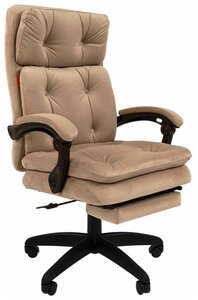 Компьютерное кресло для дома и офиса с подставкой для ног CHAIRMAN HOME 442, велюр, бежевый
