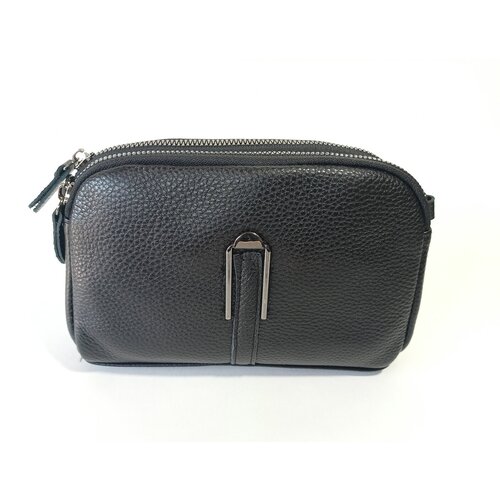 Сумка  повседневная, натуральная кожа, внутренний карман, регулируемый ремень, черный