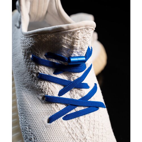 Эластичные шнурки для обуви синие 100см с креплением