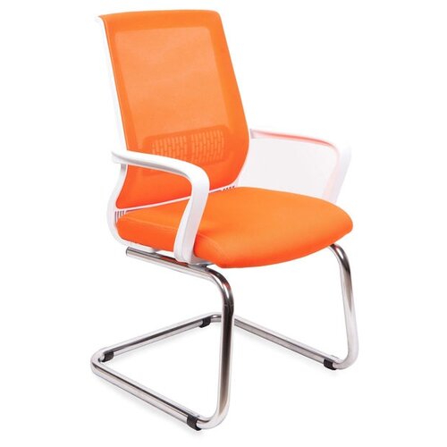 Конференц-кресло Мирэй Групп Оптима люкс полозья хром плюс, обивка: текстиль, цвет: ткань сетка оранжевая