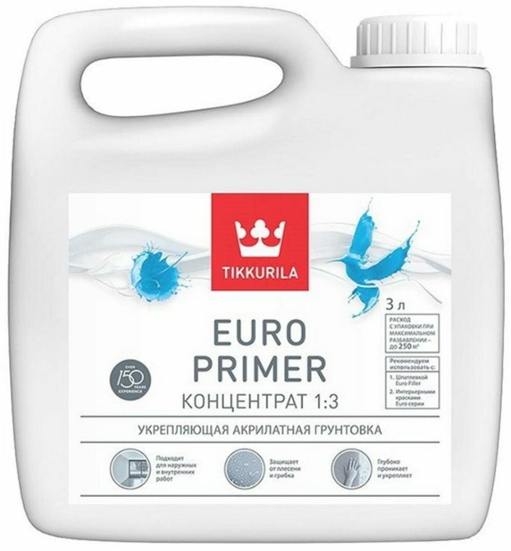 Tikkurila Euro Primer акриловый грунт-концентрат (бесцветный, 10 л)