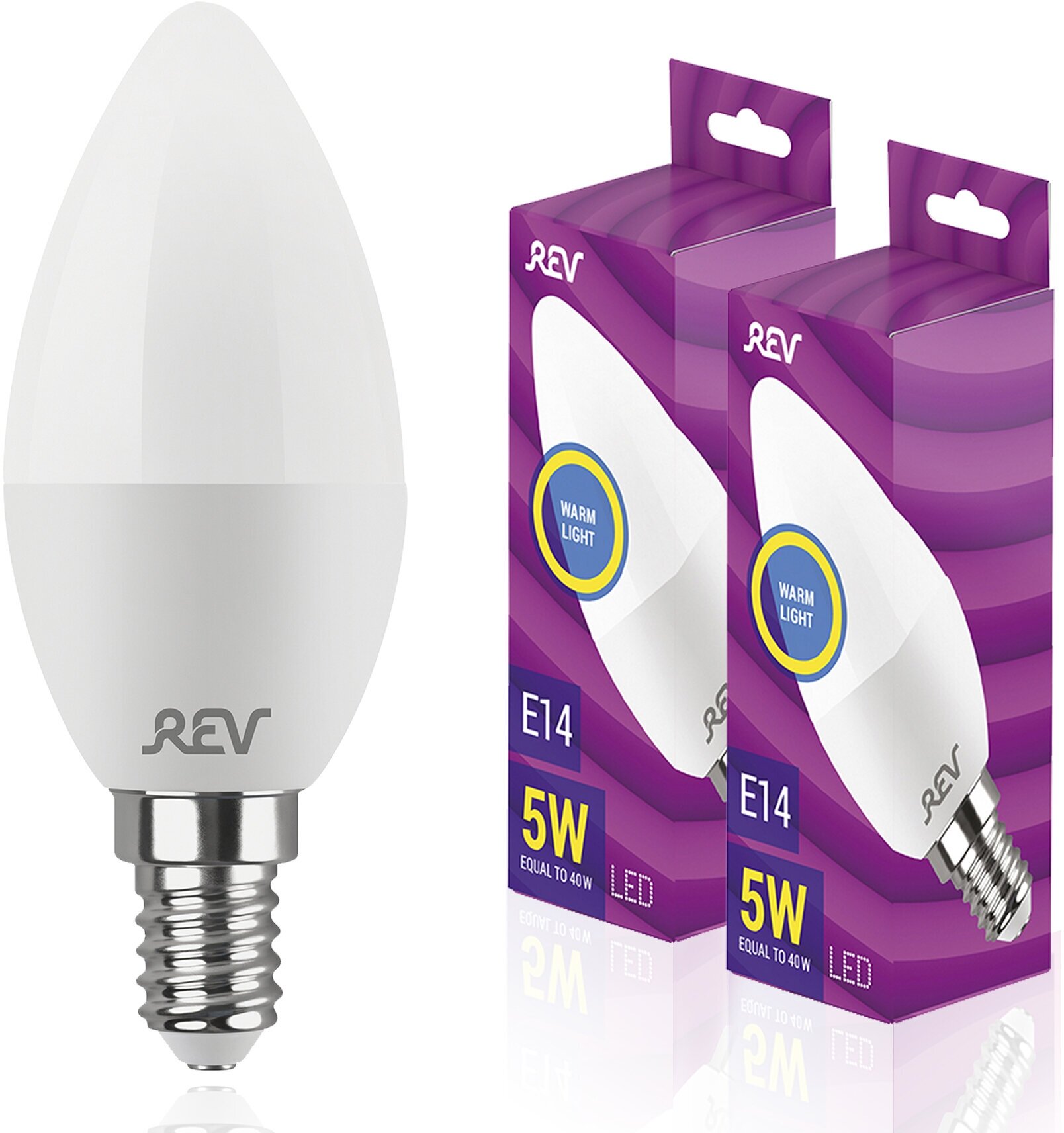 Упаковка светодиодных ламп 2 шт REV 32271 9, 2700К, Е14, C37, 5Вт
