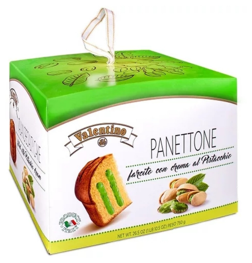 Кекс (Кулич) Panettone VALENTINO с фисташковым кремом 750г, Италия - фотография № 1