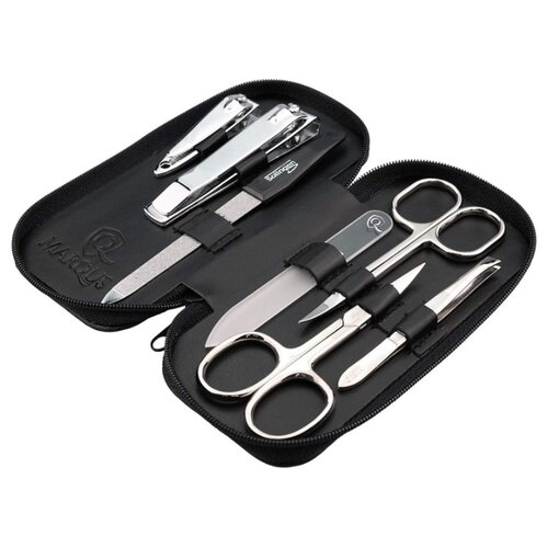 Маникюрный набор, 7 пр, футляр из натуральной кожи, черный Ma1807 Marqus