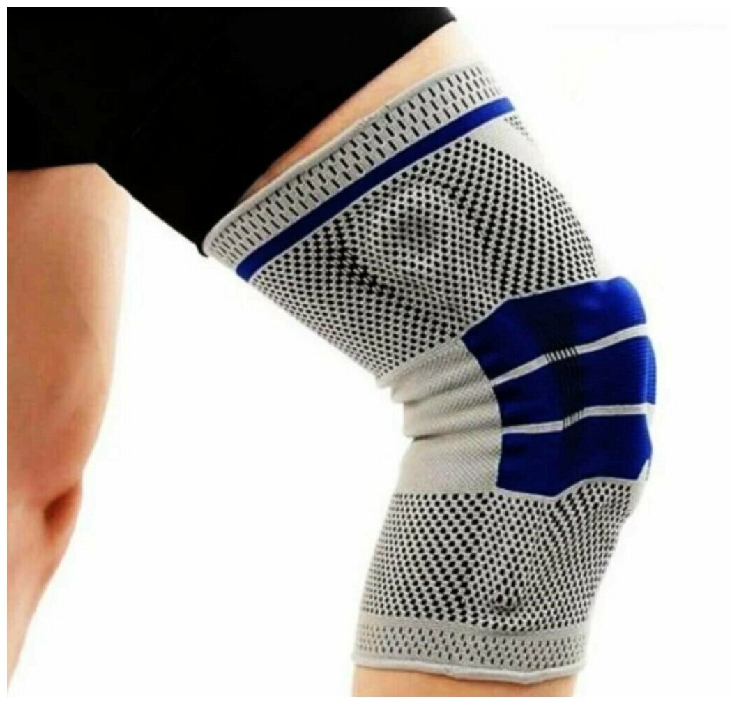 Бандаж для коленного сустава спортивный с гелевым амортизатором/для волейбола/танцев универсальный размер, компрессионный. Ортез эластичный. Loloki