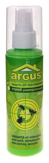 Лосьон-спрей "Argus", универсальный, от комаров, клещей, мокрецов, москитов, мошек, 150 мл