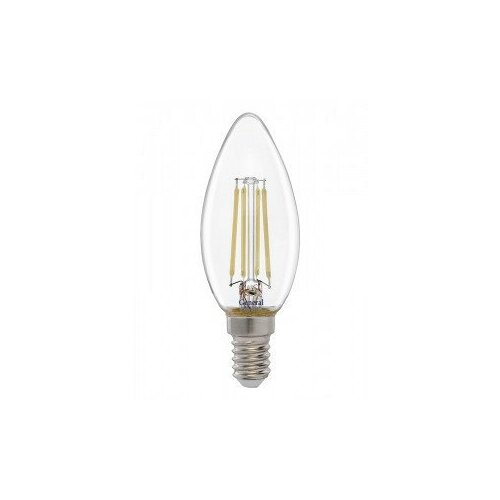 Светодиодная LED лампа General филамент свеча E14 8W 6500K 6K 35x98 (нитевидная), прозр 649973 (упаковка 10 штук)
