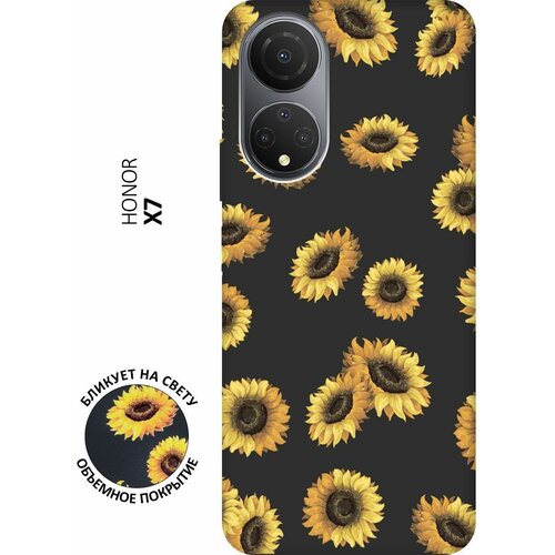 Матовый чехол Sunflowers для Honor X7 / Хонор Х7 с 3D эффектом черный матовый чехол gerberas для honor x7 хонор х7 с 3d эффектом черный