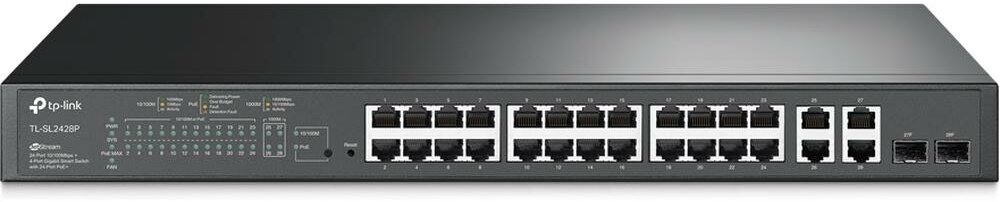 Коммутатор TP-LINK TL-SL2428P JetStream Smart коммутатор уровня 2 с 24 портами 10/100 Мбит/с, 4 гигабитными портами и 24 портами PoE+, бюджет PoE: до