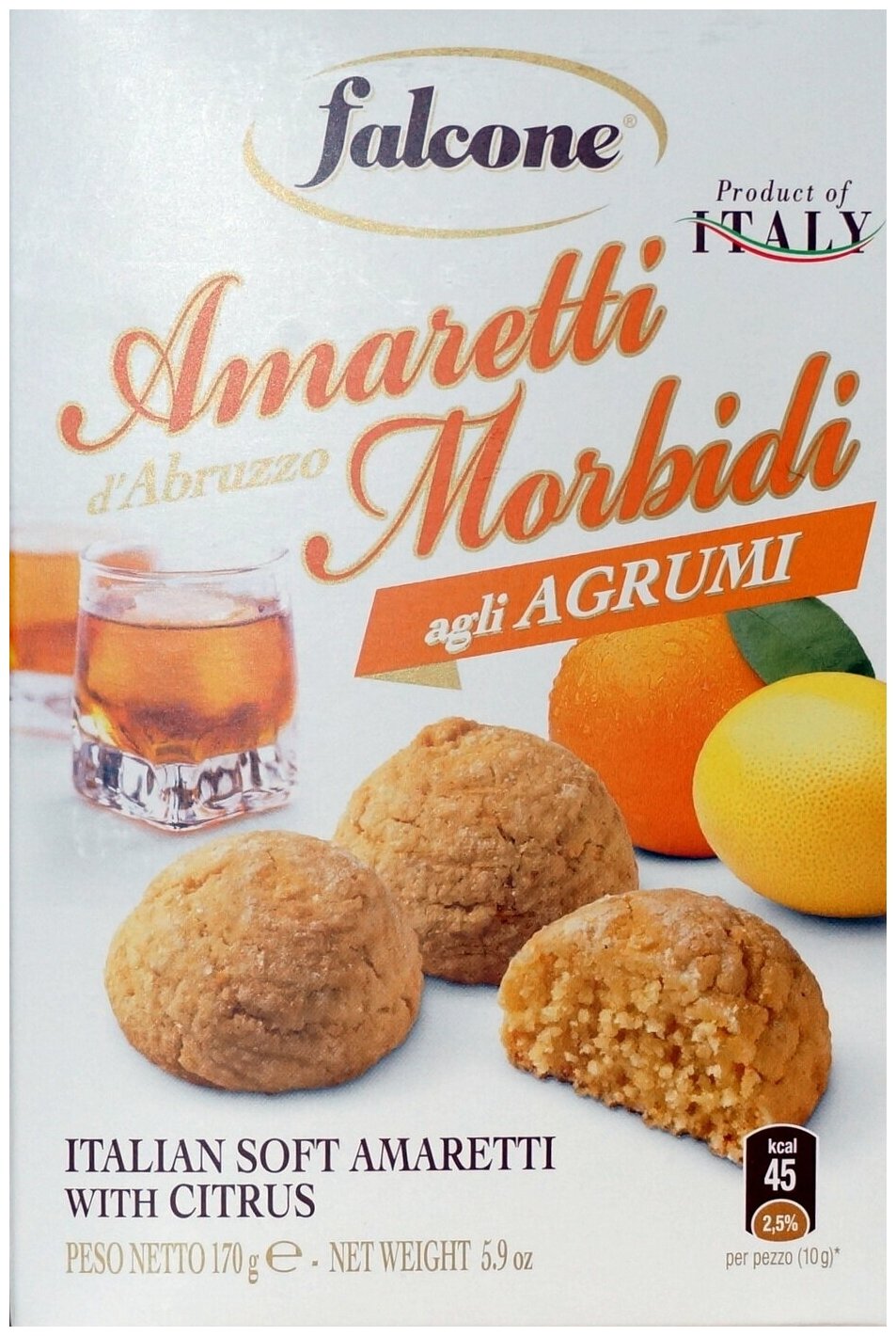 Печенье сдобное Falcone Amaretti (Амаретти), мягкие с ароматом цитрусовых, 170 г, Falcone, Италия