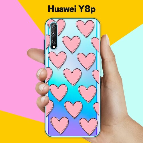 Силиконовый чехол Узор из сердец на Huawei Y8p силиконовый чехол узор из сердец на huawei y5p
