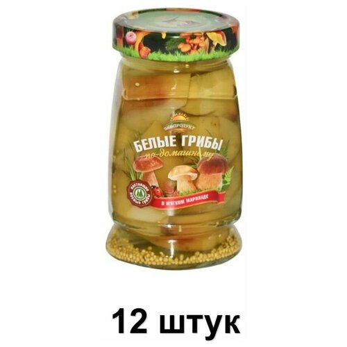 Экопродукт Грибы маринованные Белые, 340 г, 12 шт