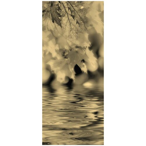 Самоклеящиеся фотообои Осенний ручей, размер: 90x210 см, эффект: сепия, отраженный